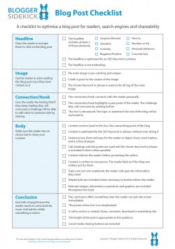 Blogger Sidekick Blog Post Checklist