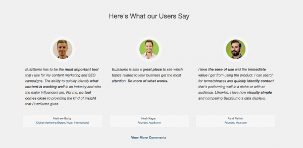 Get Backlinks with BuzzSumo Testimonials