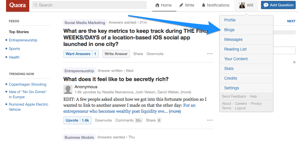 Quora set up a blog for backlinks