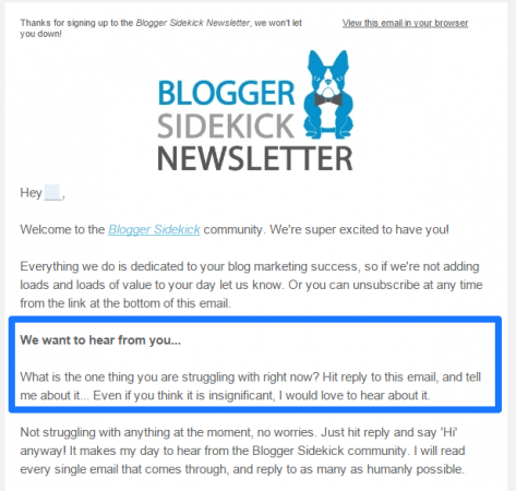Welcome Email Question - Blog design