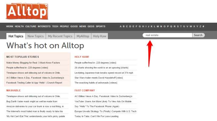 AllTop Search for Blogger Outreach