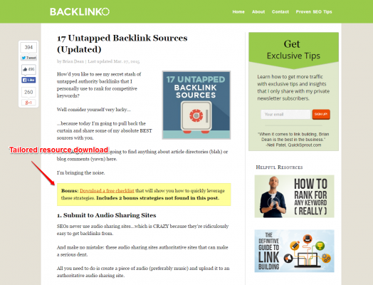 Backlinko email capture blog post