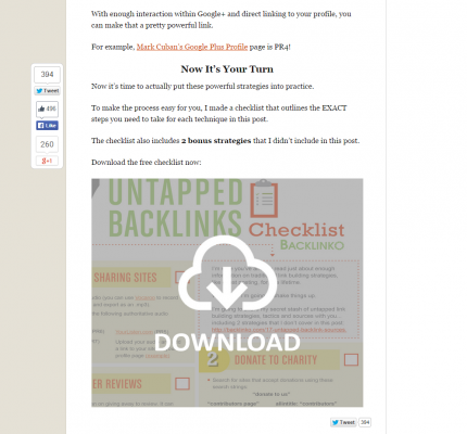 Backlinko list building blog post at the end