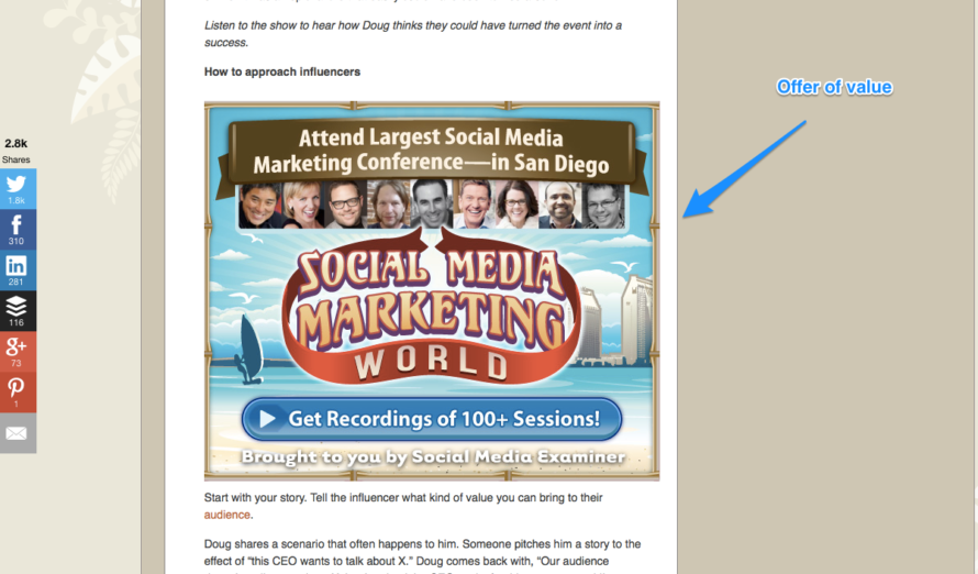Social media examiner list building offer of value