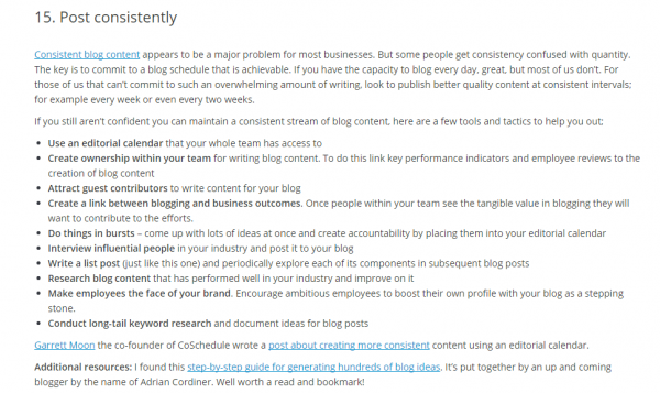 Consistent blog content from 30 factors post