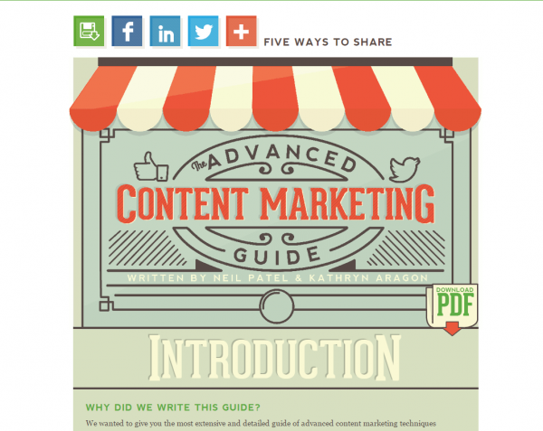 Quick Sprout Ultimate Guide to Content Marketing Screenshot