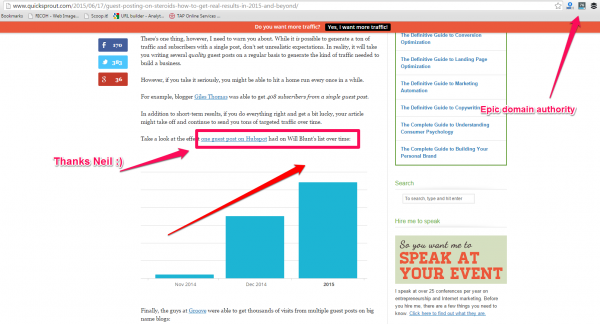 Quick sprout backlink after outreach