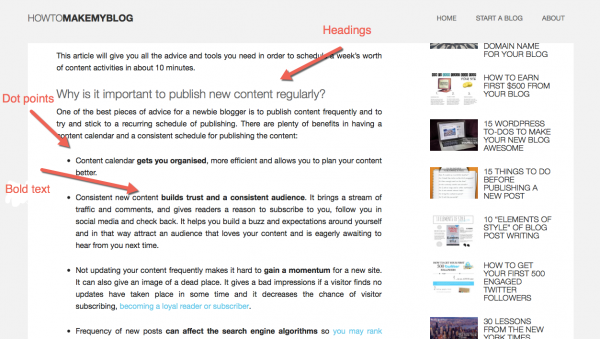 Formatting example for how ton get more traffic to your blog