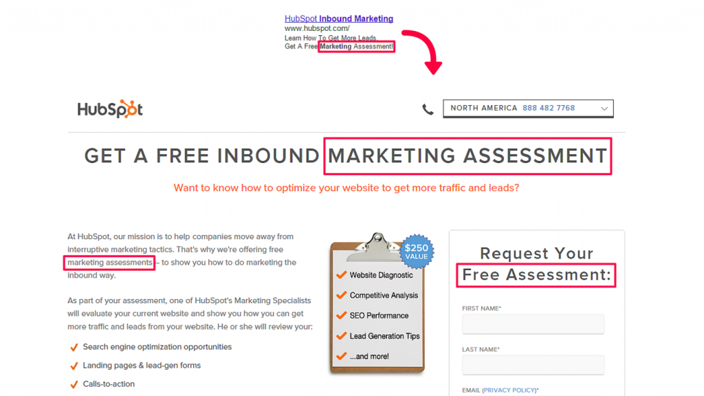 HubSpot example squeeze page