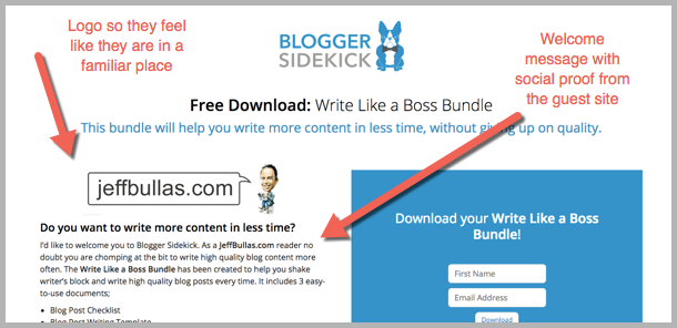 Jeff Bullas opt-in page - How to guest blog for list growth