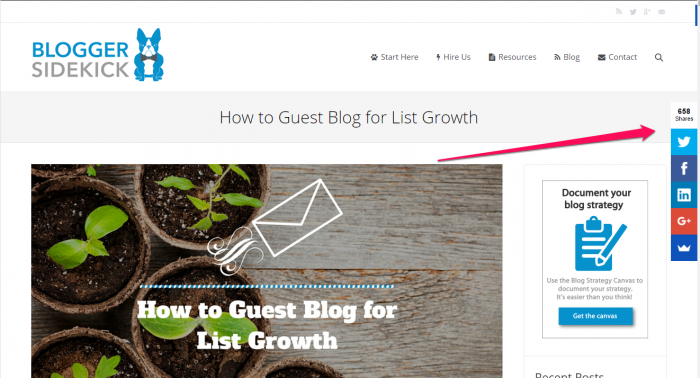 SumoMe social shares as blog metric