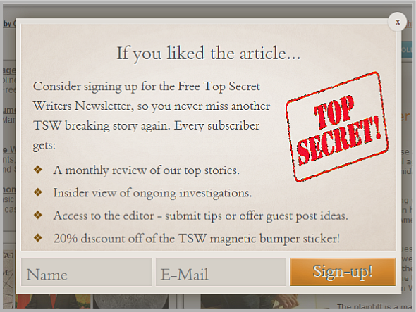 Pippity example of wordpress popup plugin