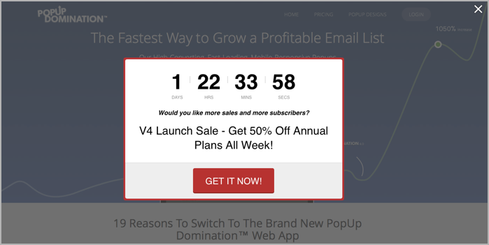 Popup domination example with countdown timer