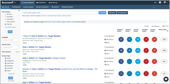 Buzzsumo - target customer research