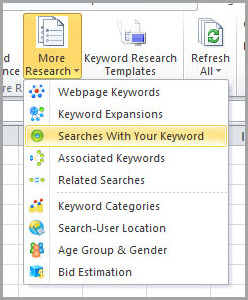 Bing-Keyword-Tool-Excel-Ribbon-search-with-keywords
