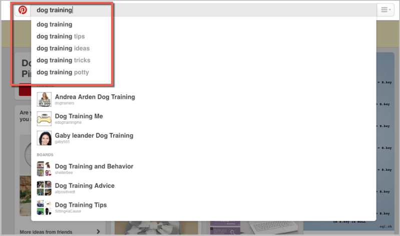 Pinterest suggested search for keyword research