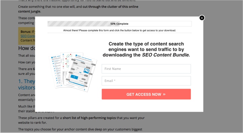 Content Bundle popup as lead magnet idea