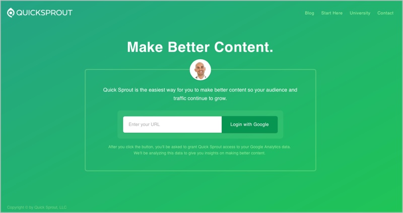 Quicksprout content analyzer as lead magnet idea