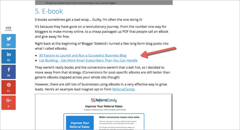 Crosslinking example for how to promote your blog