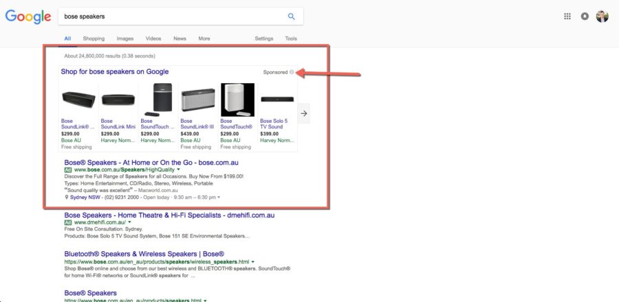 Bose-speakers-in-Google-adwords